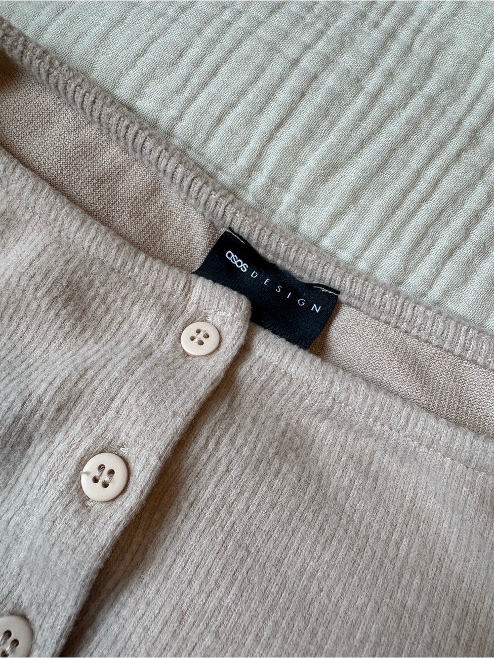 ASOS Beige Ribbed Button-Front Tank Top - Picture 2 of 3